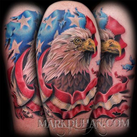 Tattoos - EAGLE AND AMERICAN FLAG - 96521